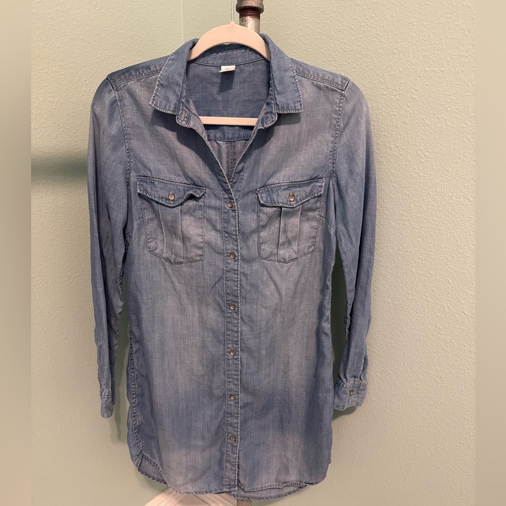 & Denim Button-Up Dress